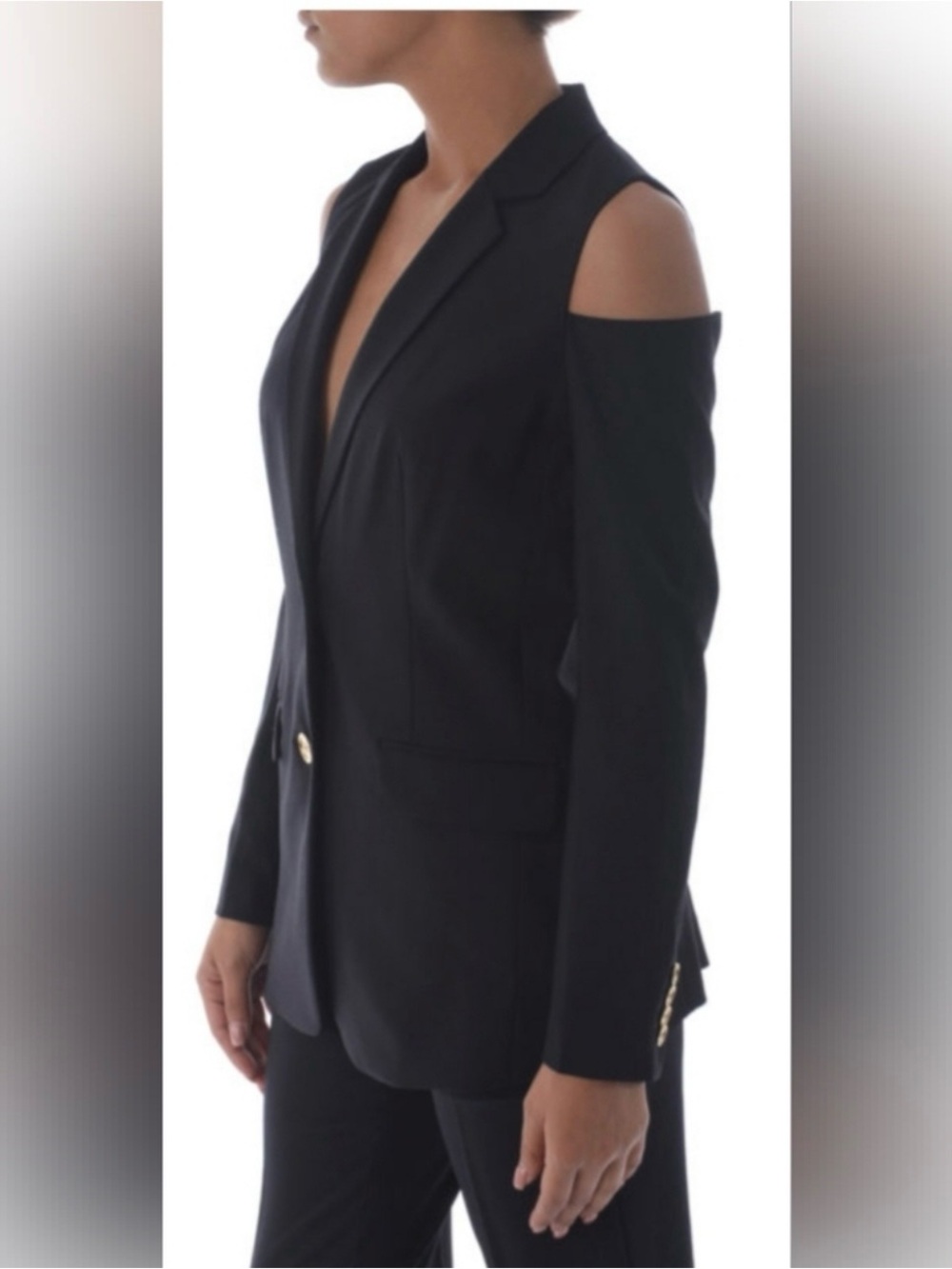 Michael by Michael Kors Black Cold-Shoulder Blazer Vest size 10 great